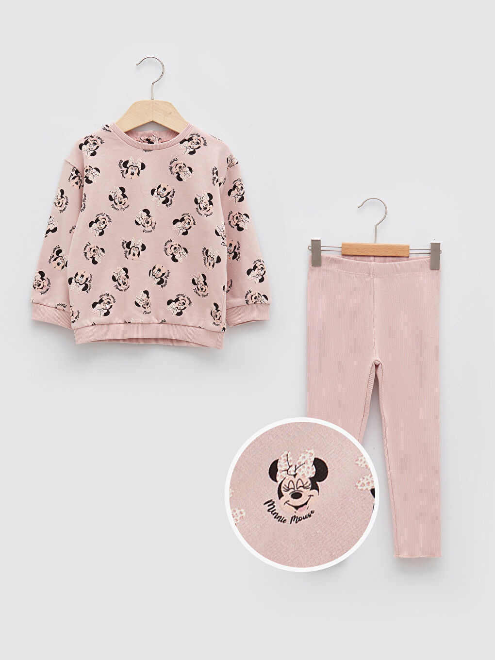 Ensemble Sweat-Shirt et Collant Imprimé Minnie Mouse à Manches Longues et Col Rond pour Bébés Filles Lot de 2