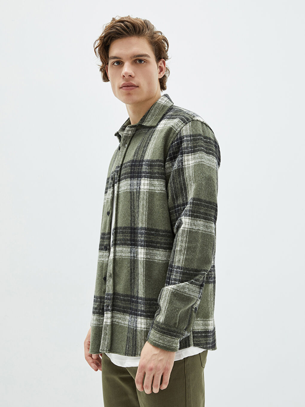 XSIDE Regular Fit Long Sleeve Plaid Men's Flannel Shirt -W1LD55Z8-LMU