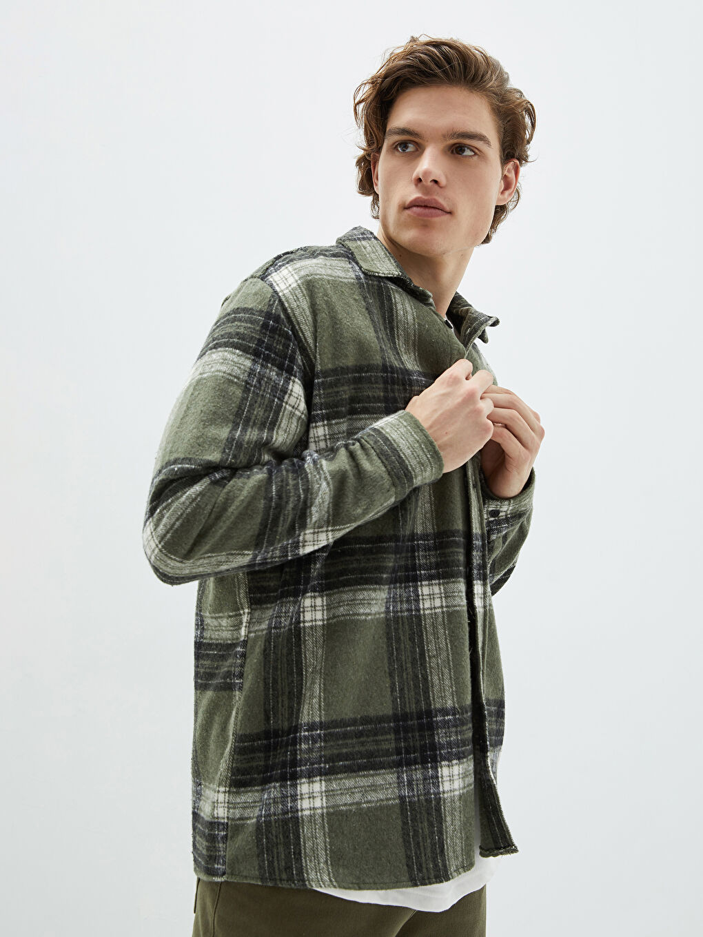 XSIDE Regular Fit Long Sleeve Plaid Men's Flannel Shirt -W1LD55Z8-LMU
