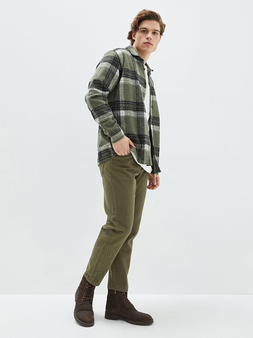 XSIDE Regular Fit Long Sleeve Plaid Men's Flannel Shirt -W1LD55Z8-LMU