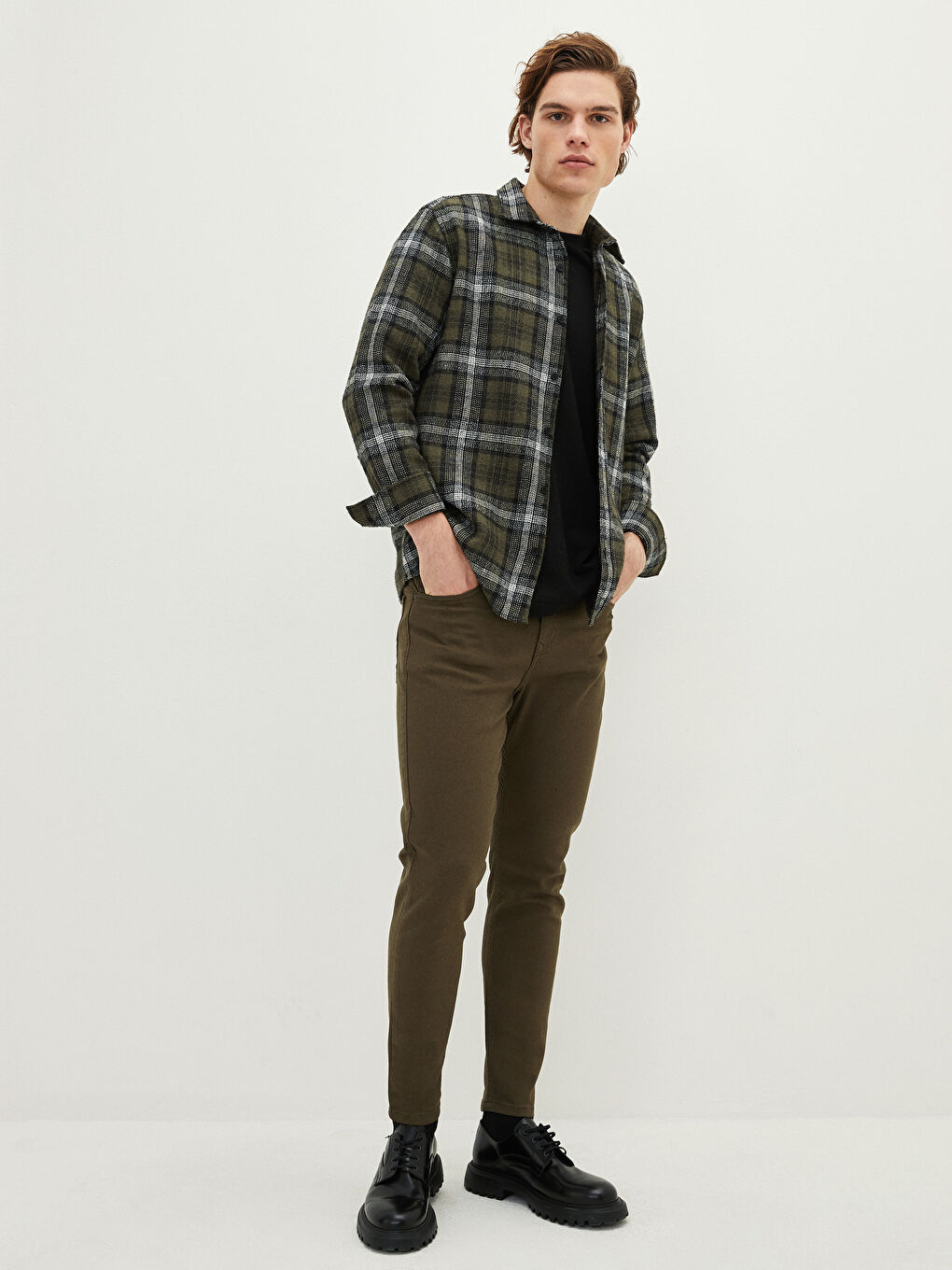 Regular Fit Long Sleeve Plaid Men's Flannel Shirt Jacket-2