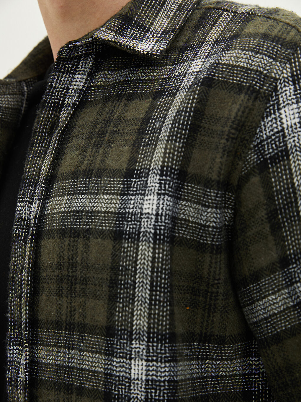 Regular Fit Long Sleeve Plaid Men's Flannel Shirt Jacket-3