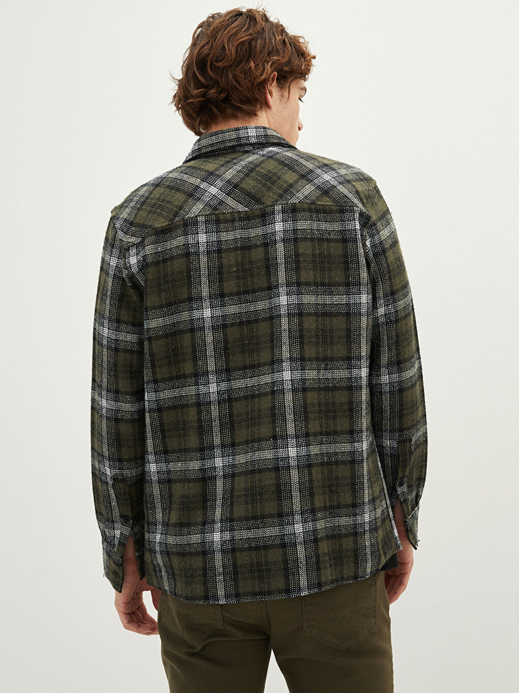 Regular Fit Long Sleeve Plaid Men's Flannel Shirt Jacket-4