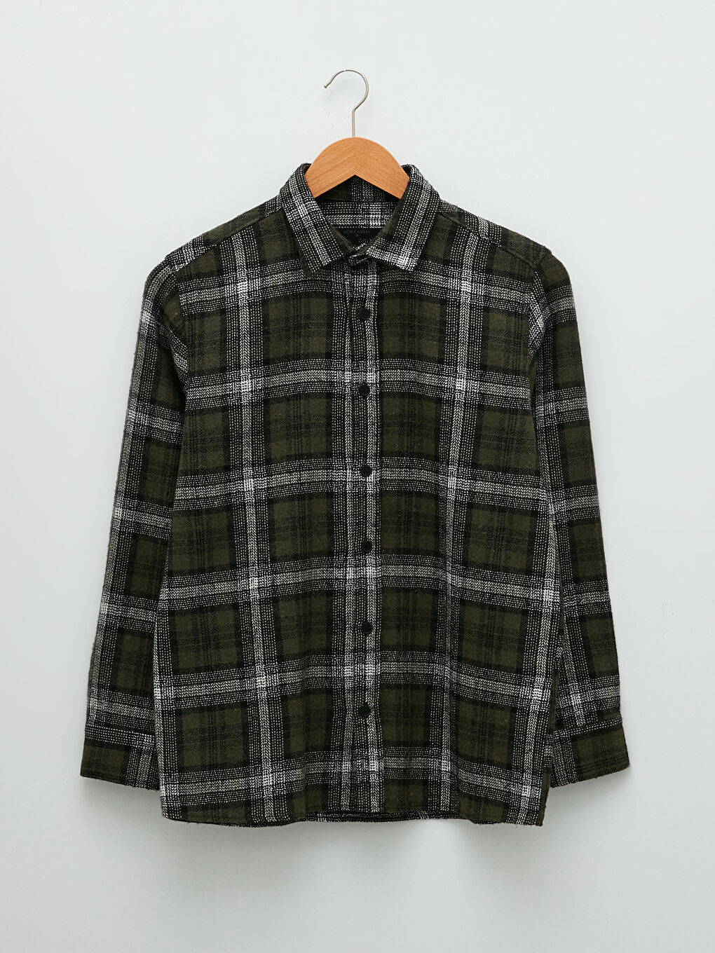 Regular Fit Long Sleeve Plaid Men's Flannel Shirt Jacket-5