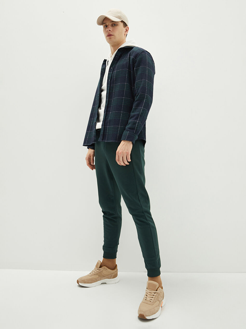 Lacivert Regular Fit Uzun Kollu Ekose Erkek Oduncu Gömlek Ceket-4