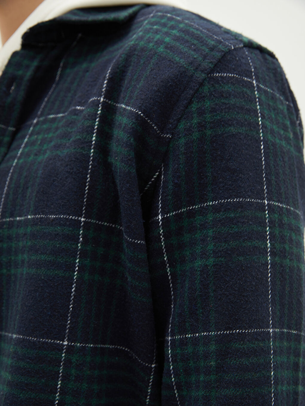 Lacivert Regular Fit Uzun Kollu Ekose Erkek Oduncu Gömlek Ceket-5