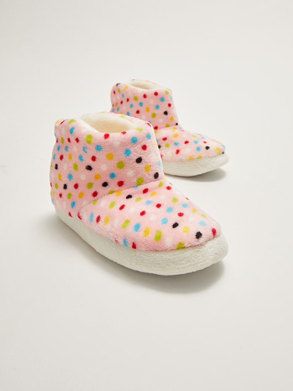 Pembe Puantiye Desenli Pelüş Kız Çocuk Ev Botu-2