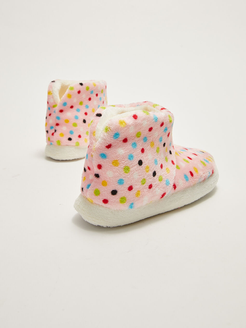 Pembe Puantiye Desenli Pelüş Kız Çocuk Ev Botu-4