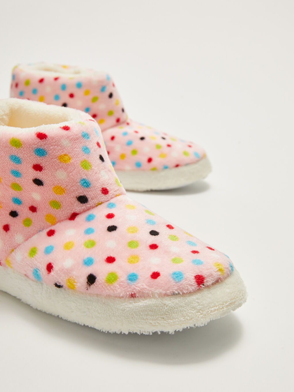 Pembe Puantiye Desenli Pelüş Kız Çocuk Ev Botu-2