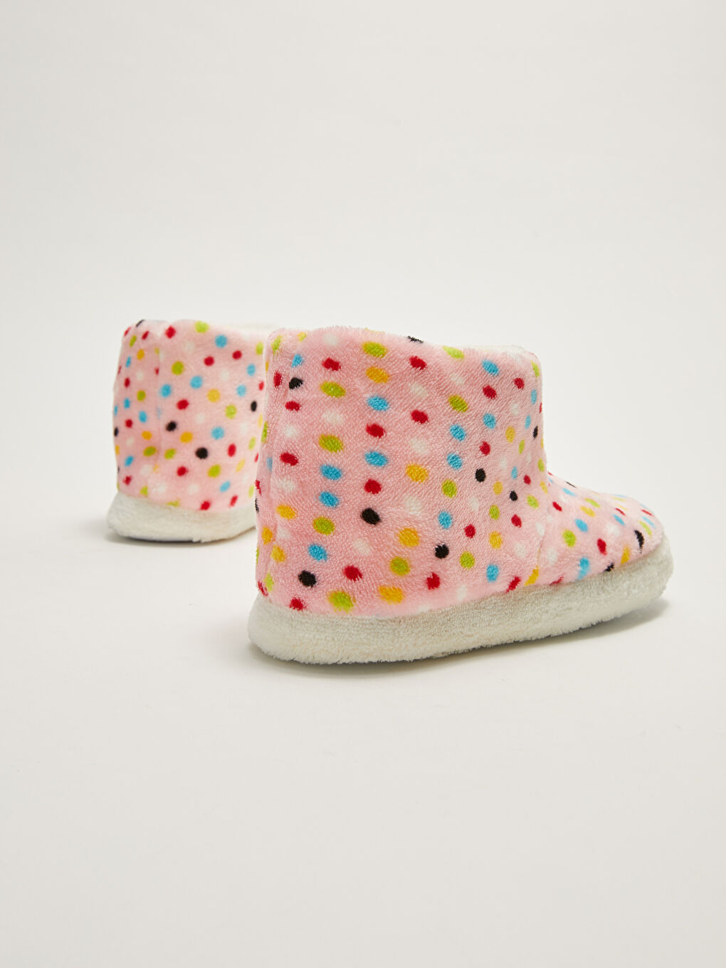 Pembe Puantiye Desenli Pelüş Kız Çocuk Ev Botu-4