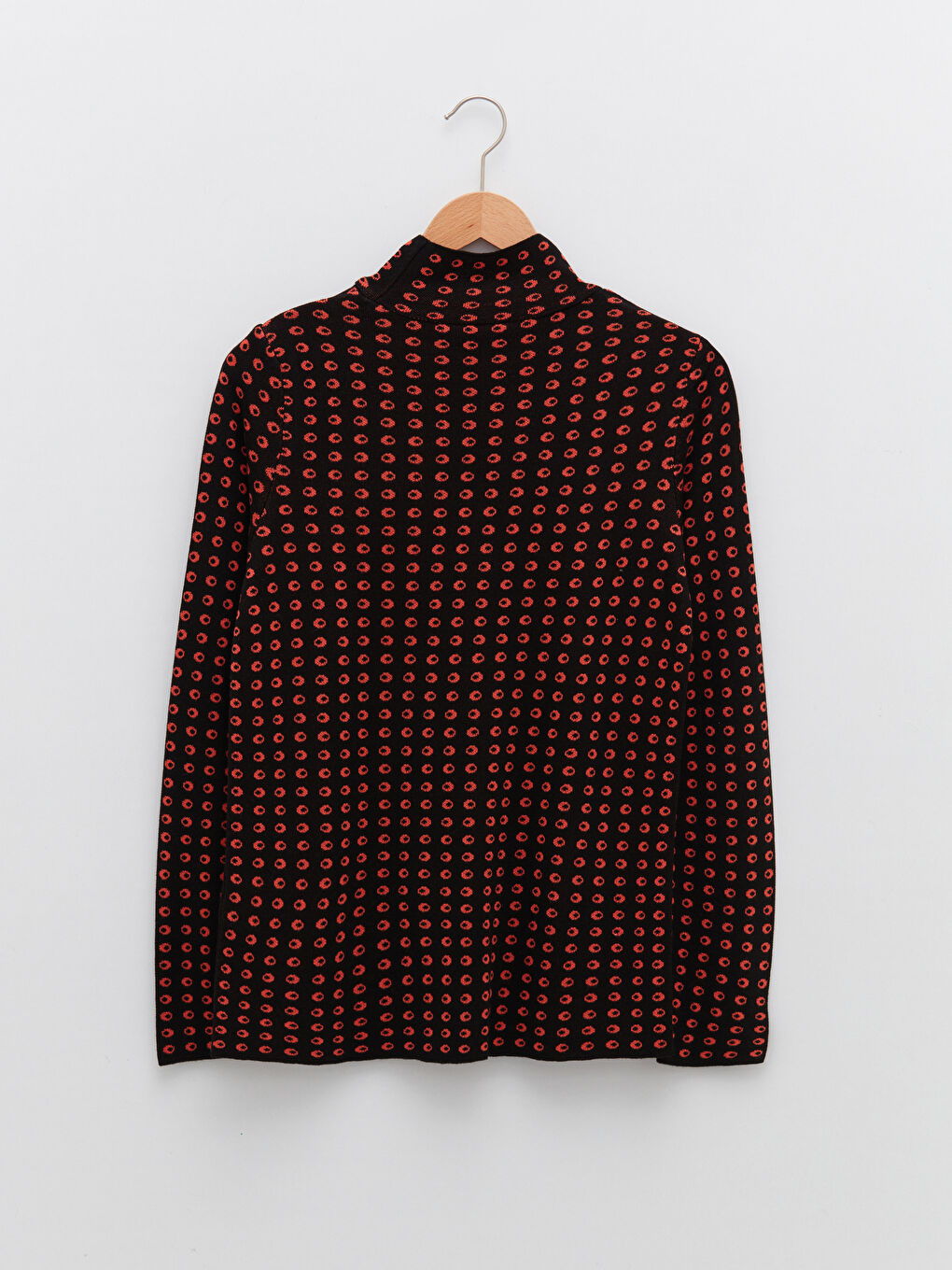 Siyah Yarım Balıkçı Yaka Desenli Uzun Kollu Kadın Triko Kazak-6