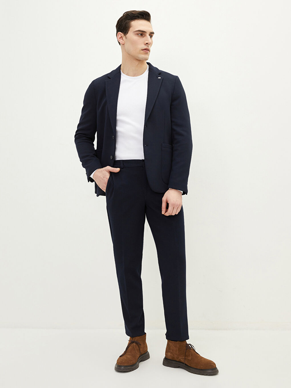 Lacivert Dar Kalıp Erkek Blazer Ceket-2