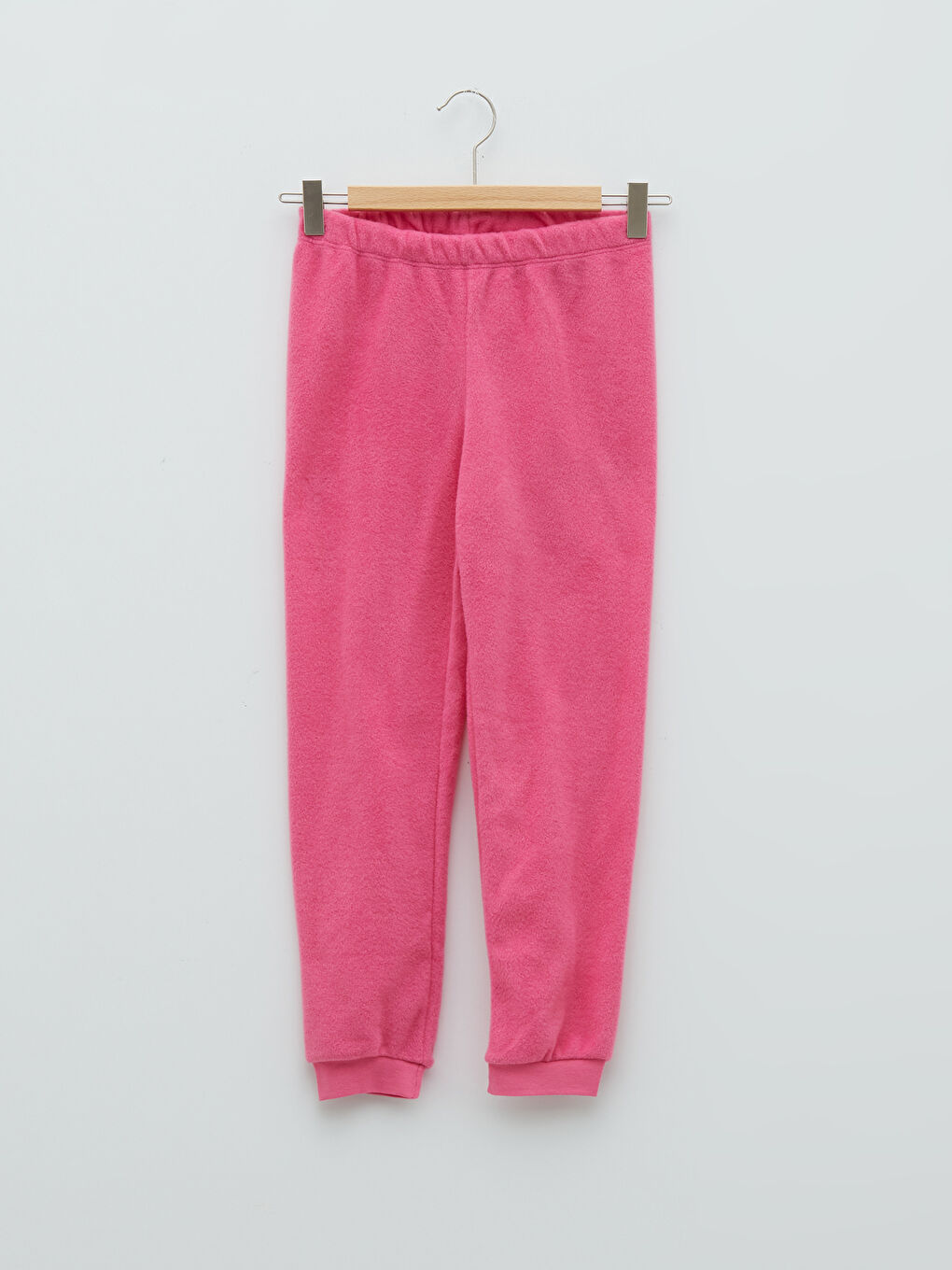 Crew Neck Embroidery Detailed Long Sleeve Fleece Girls' Pajamas Set-2