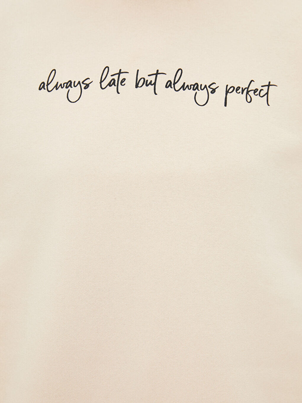 Bej Bisiklet Yaka Yazı Baskılı Oversize Kadın Kalın Sweatshirt Tunik-3