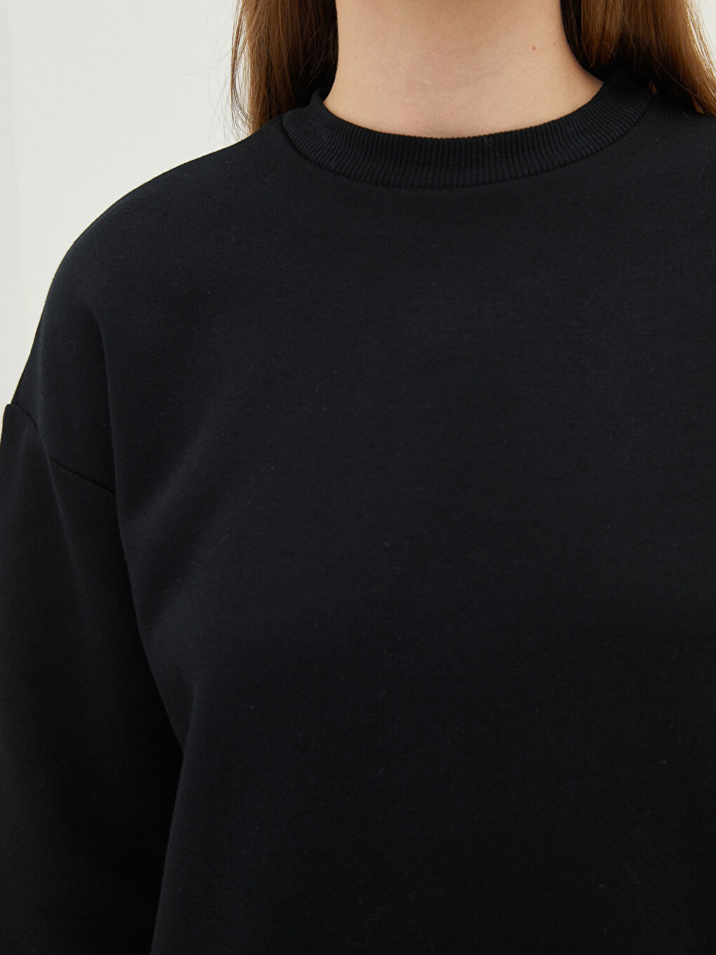LCW Modest Rundhalsausschnitt Schlicht Oversize Damen Dickes Sweatshirt-Tunika -W1LE67Z8-CVL