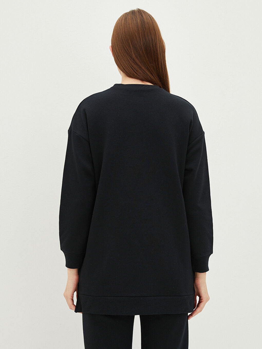 LCW Modest Rundhalsausschnitt Schlicht Oversize Damen Dickes Sweatshirt-Tunika -W1LE67Z8-CVL