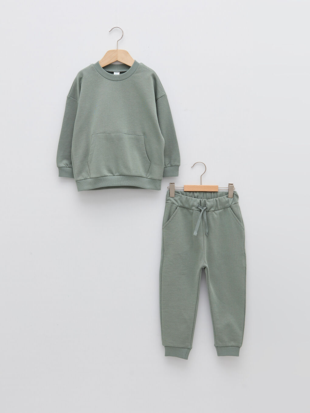 Crew Neck Long Sleeve Baby Boy Sweatshirt and Trousers 2-Pack Set