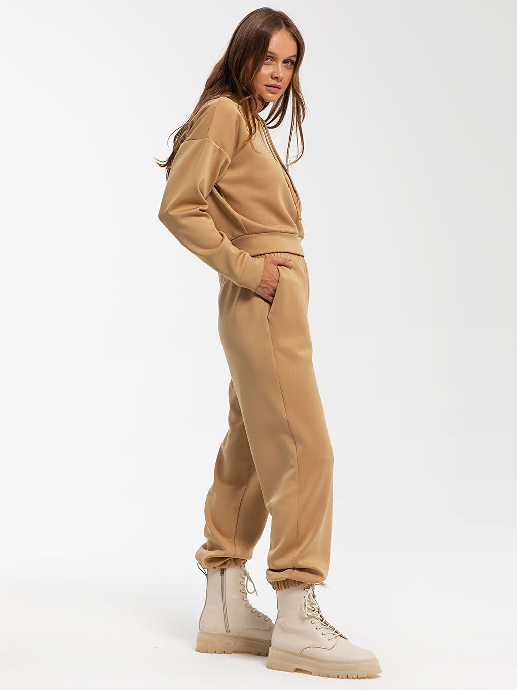 NİSAN TRİKO Elastic Waist Regular Pocket Detailed Women's Jogger Sweatpants -W1LF08Z8-JJL