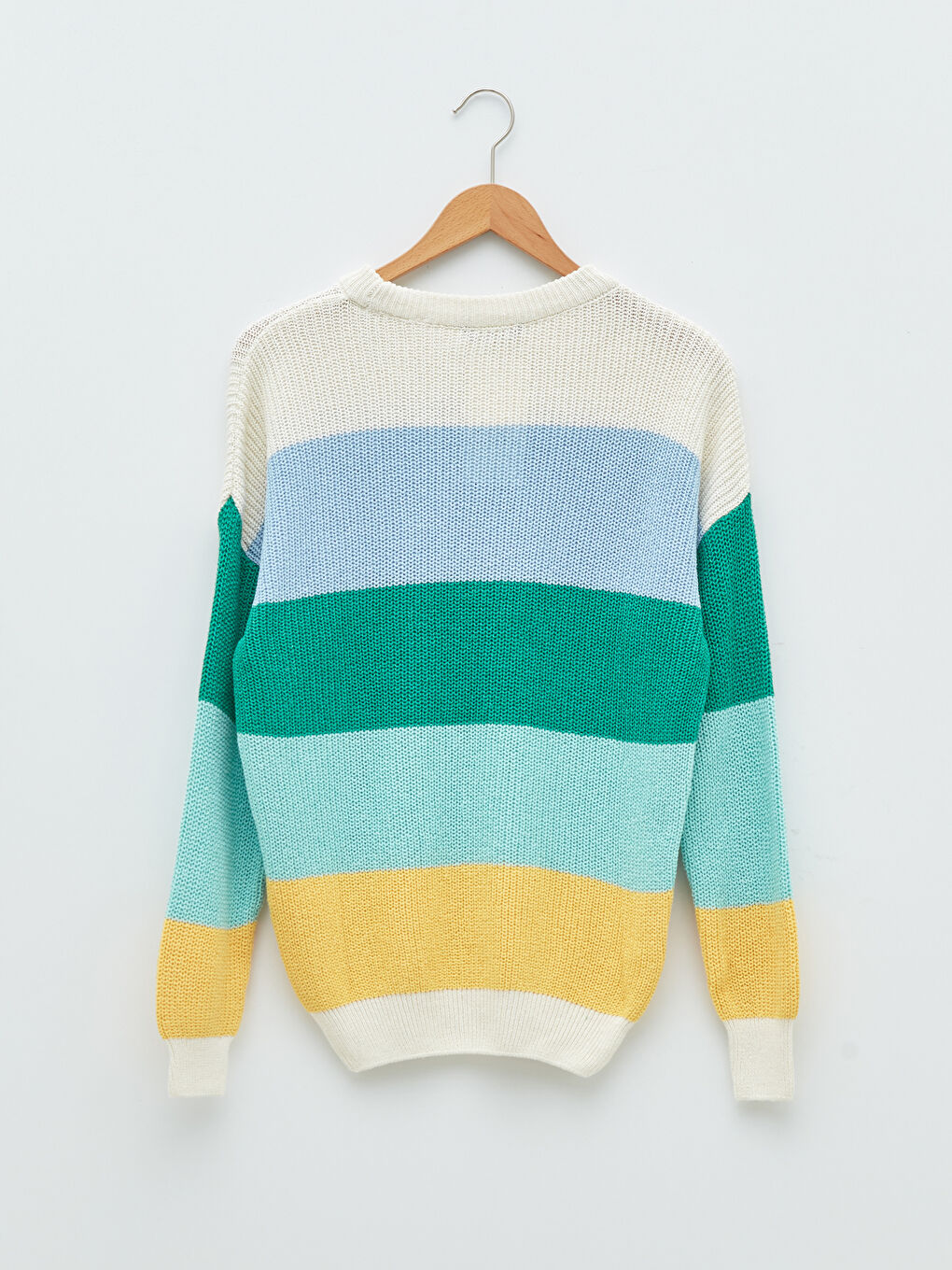 Pulover Tricotat Vărgat cu Mânecă Lungă și Guler Rotund pentru Femei-6