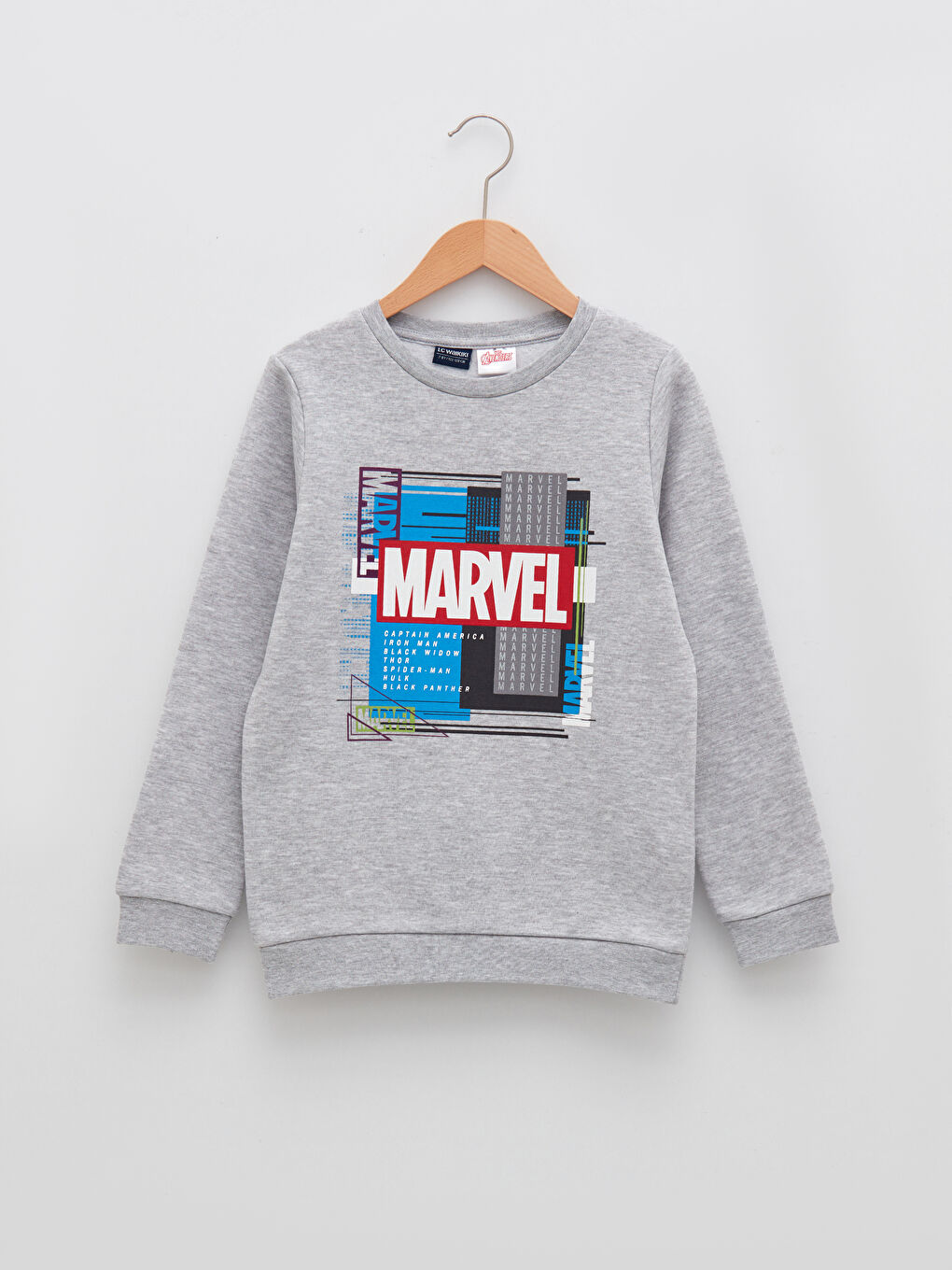 LCW Kids Bisiklet Yaka Marvel Baskılı Uzun Kollu Erkek Çocuk Sweatshirt -W1LF29Z4-LAL