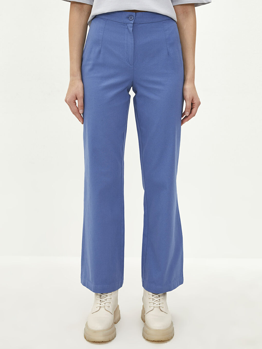 Pantaloni Largi Simpli cu Croială Standard pentru Femei-2