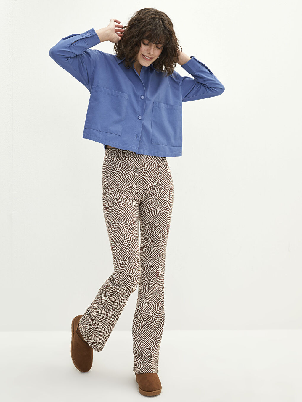 Geknöpftes Reguläres Langarm Popeline Damenhemd-2