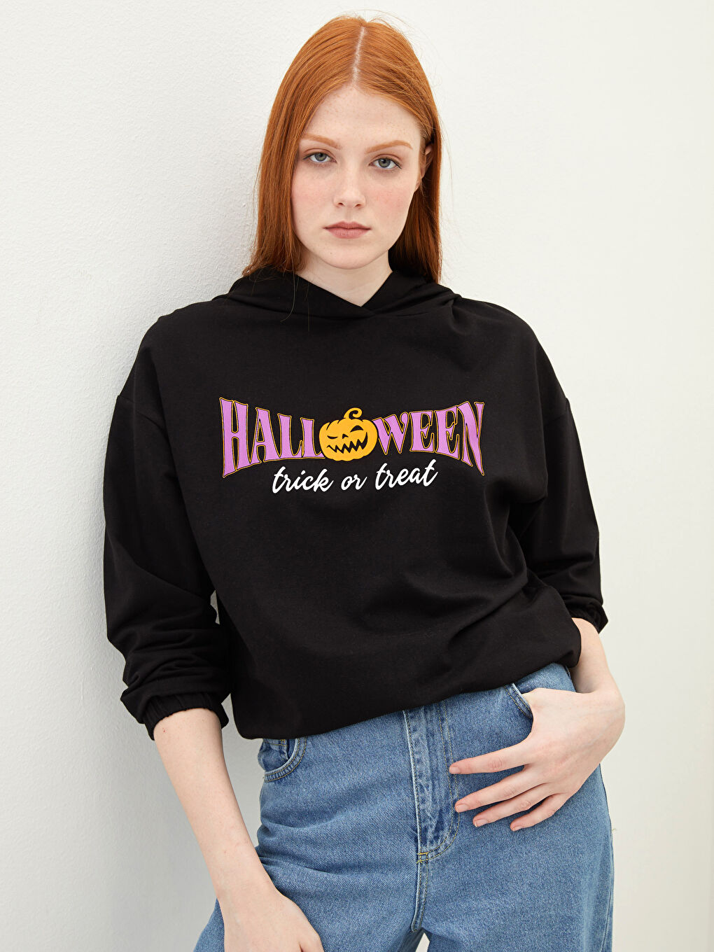 LCW Vision Bedrucktes Kapuzensweatshirt mit Langarm für Damen -W1LF56Z8-CVL