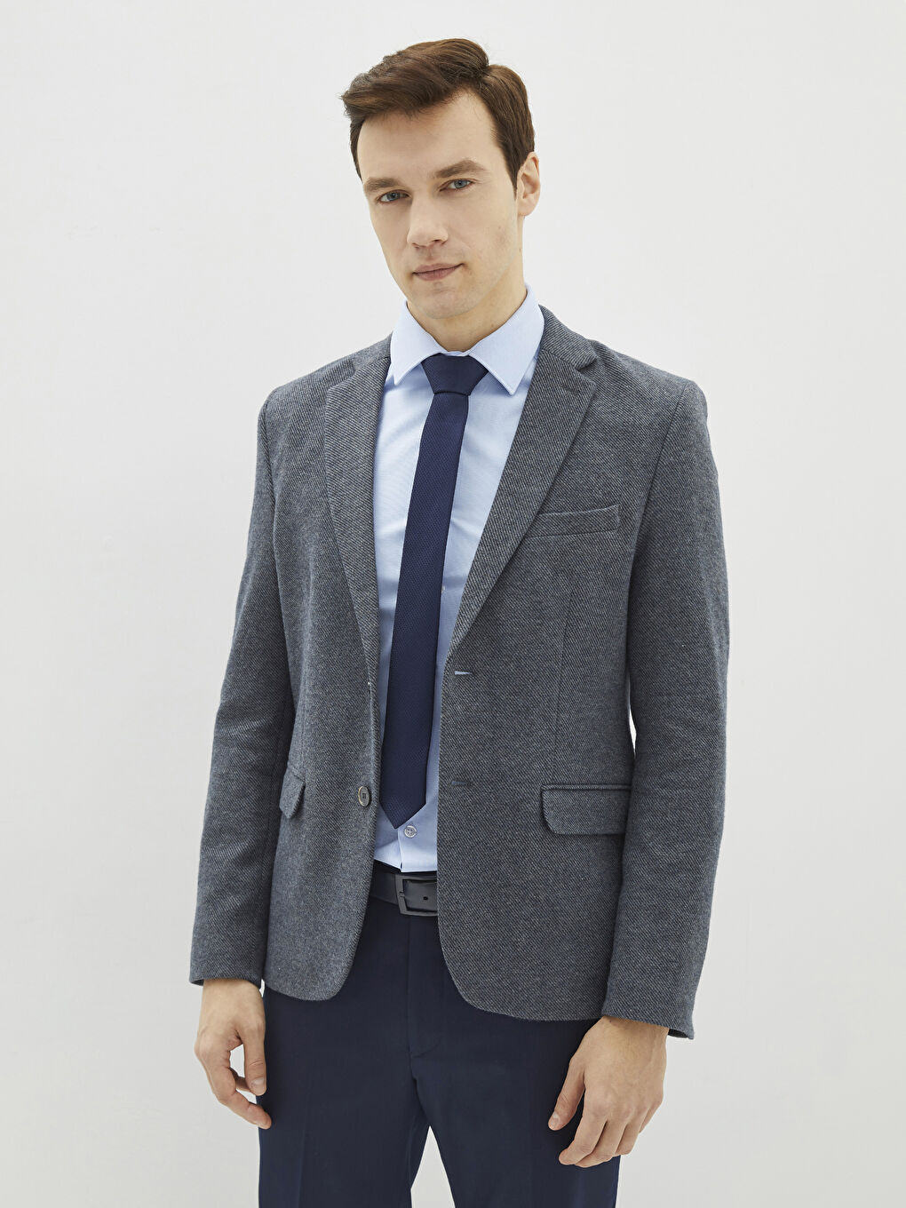 Lacivert Dar Kalıp Erkek Blazer Ceket-1