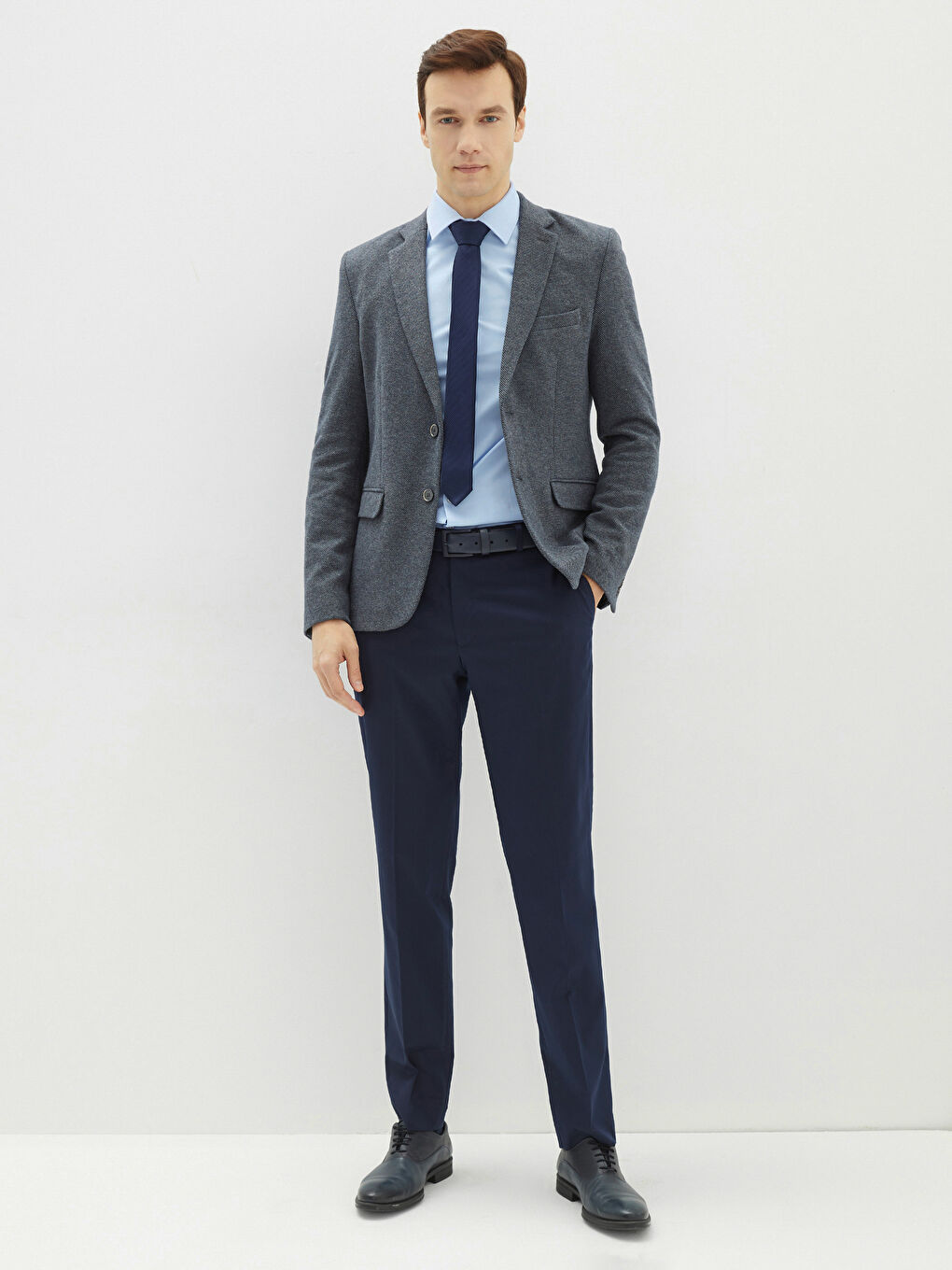 Lacivert Dar Kalıp Erkek Blazer Ceket-2