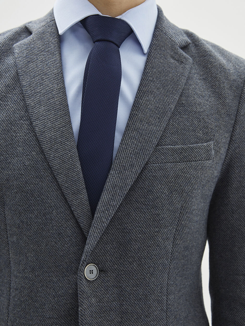 Lacivert Dar Kalıp Erkek Blazer Ceket-3