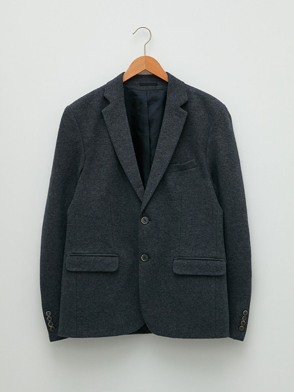 Lacivert Dar Kalıp Erkek Blazer Ceket-5