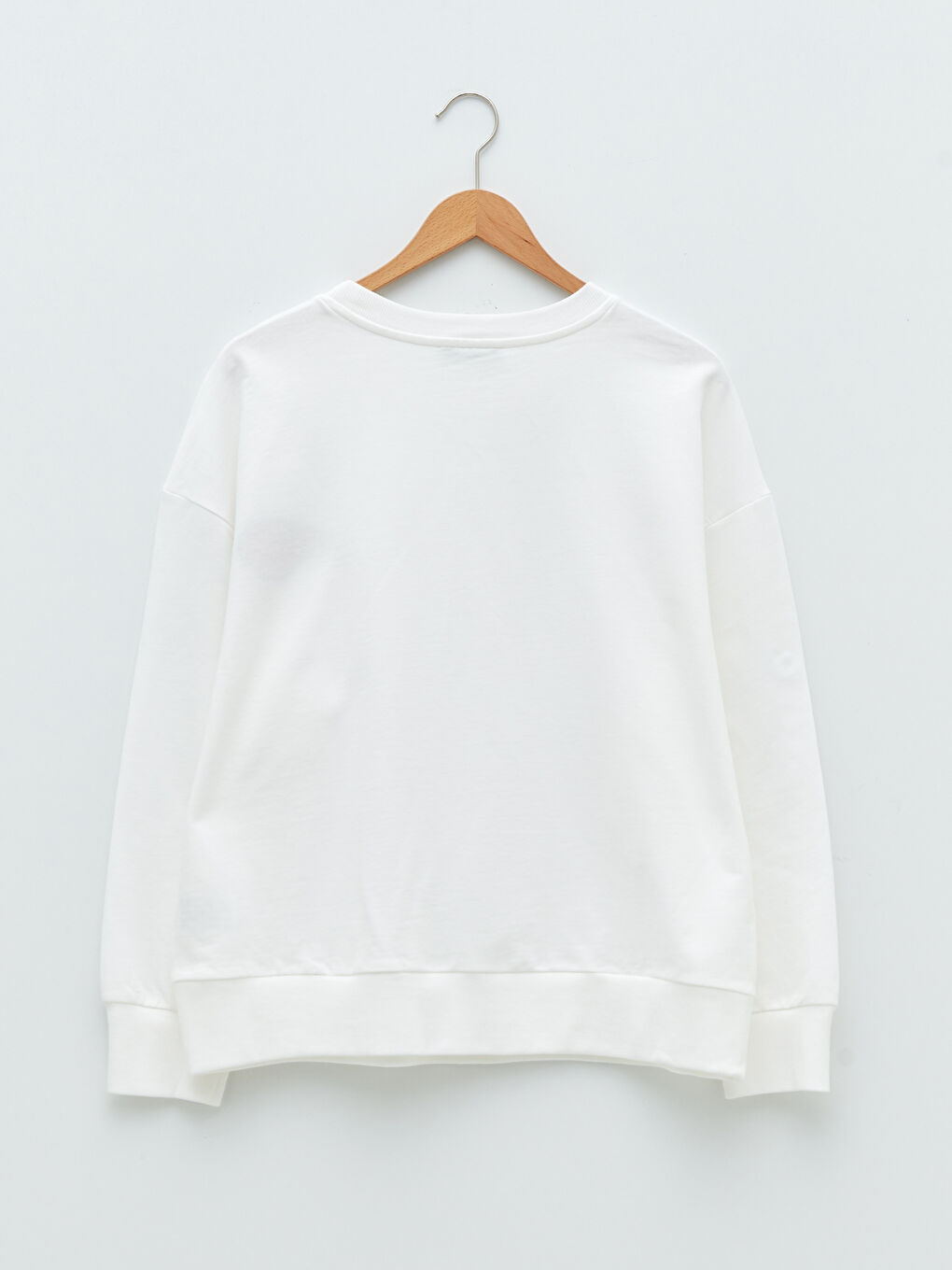 Ekru Bisiklet Yaka Nakışlı Uzun Kollu Kadın Sweatshirt-5