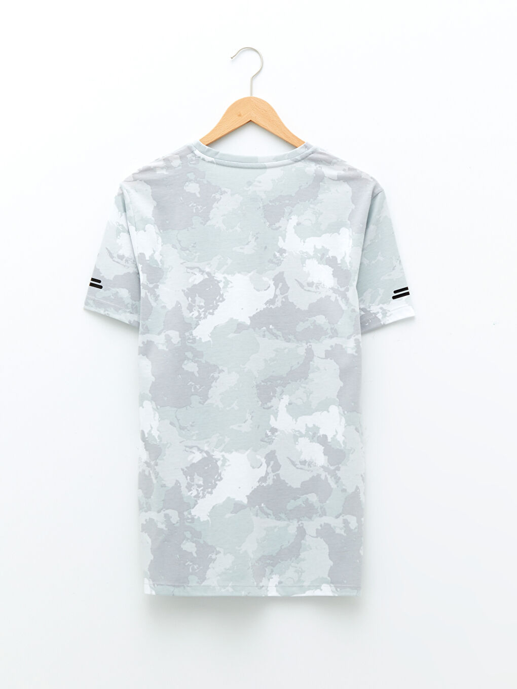 Ekru Bisiklet Yaka Kısa Kollu Desenli Erkek Spor Tişört-6