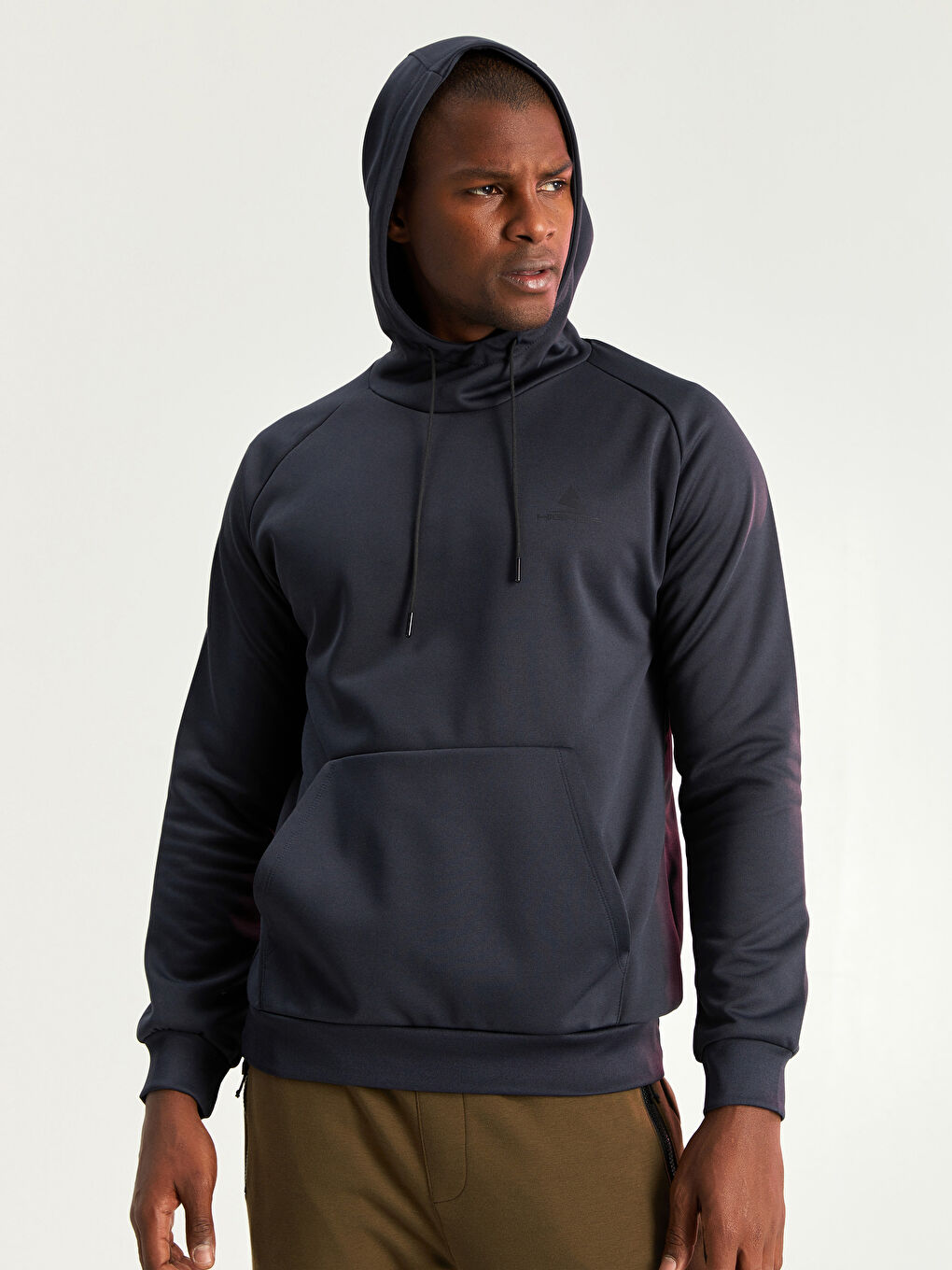 Lacivert Uzun Kollu Erkek Spor Hoodie-1