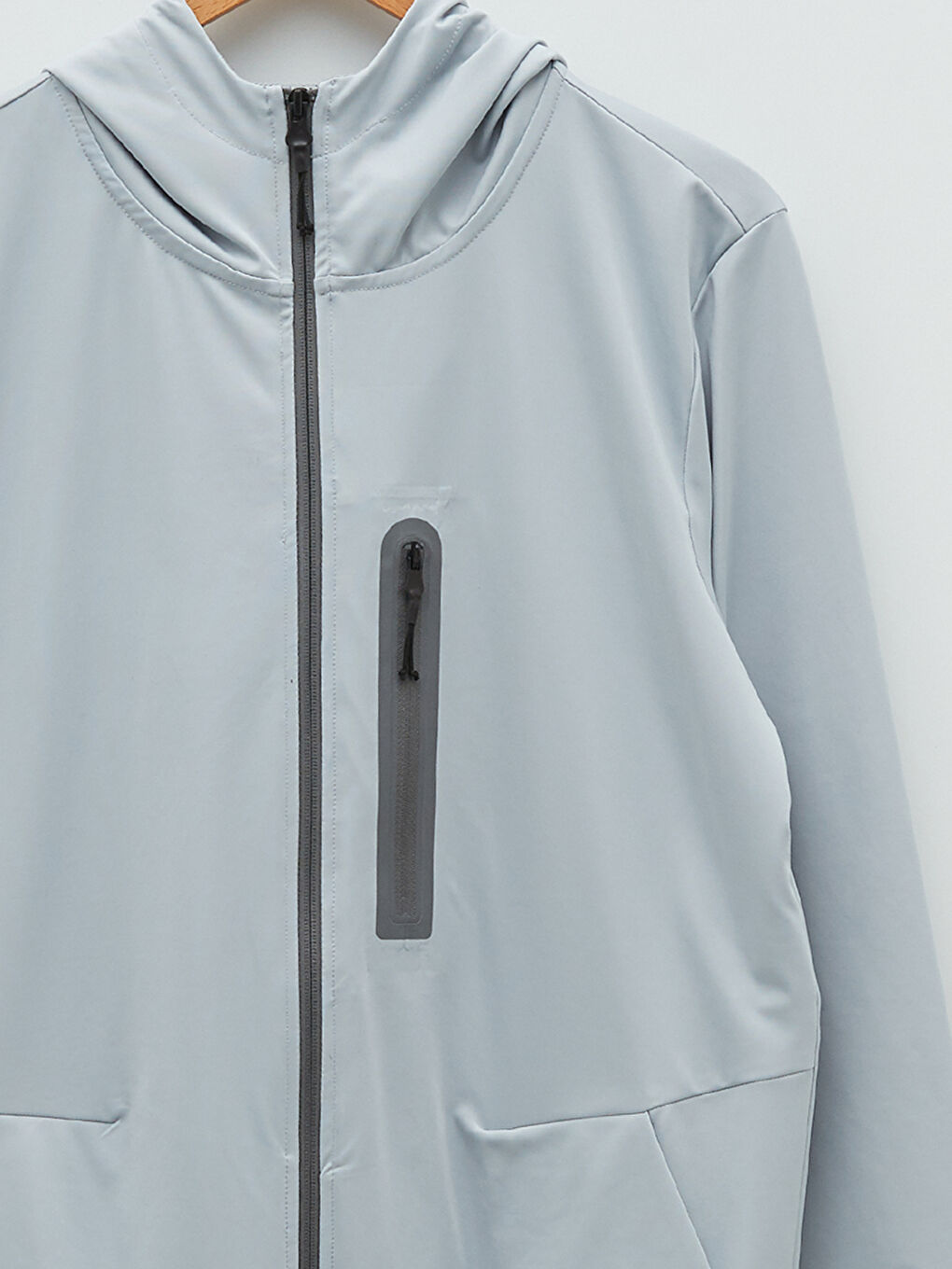 Gri Uzun Kollu Erkek Spor Hoodie-7