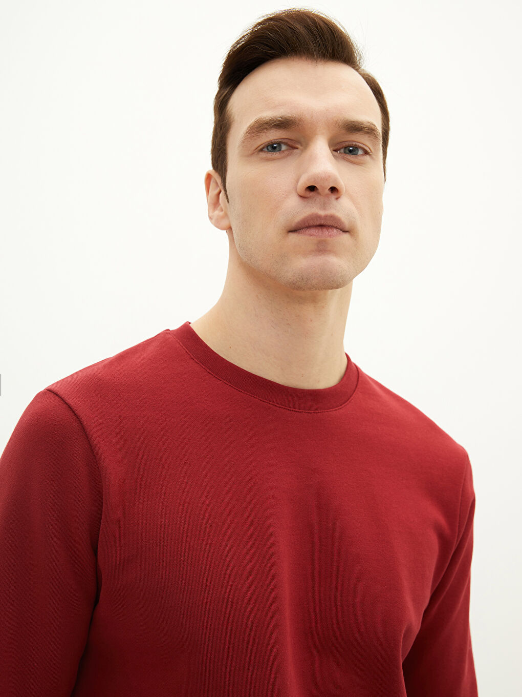 Bordo Bisiklet Yaka Uzun Kollu Erkek Sweatshirt