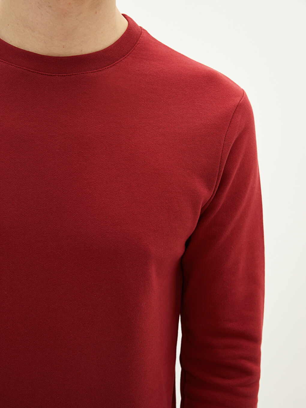 Bordo Bisiklet Yaka Uzun Kollu Erkek Sweatshirt-3