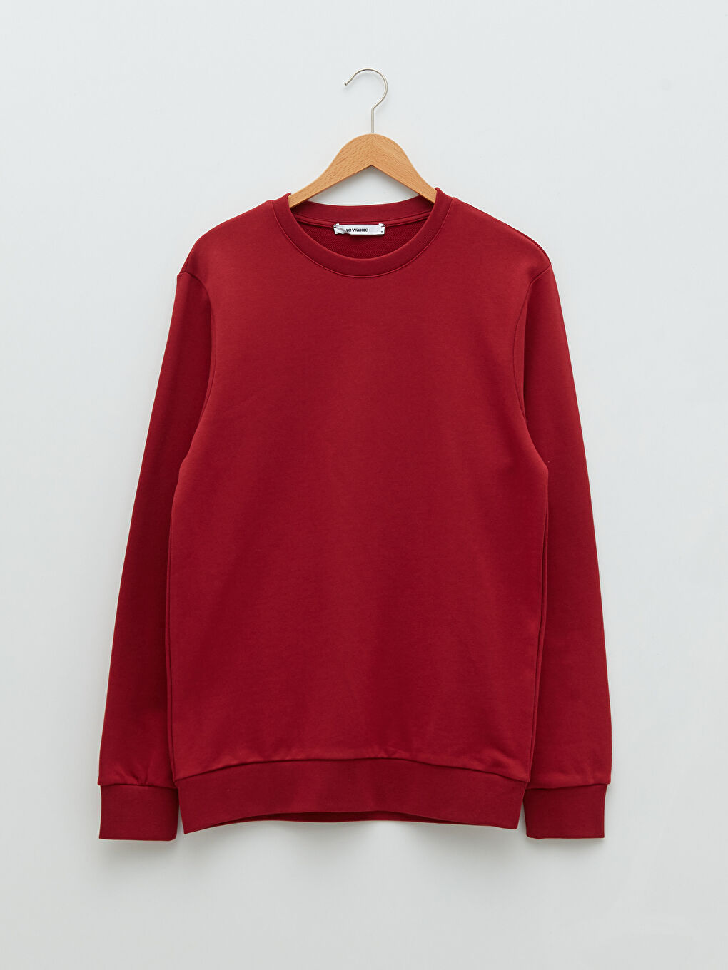 Bordo Bisiklet Yaka Uzun Kollu Erkek Sweatshirt-5