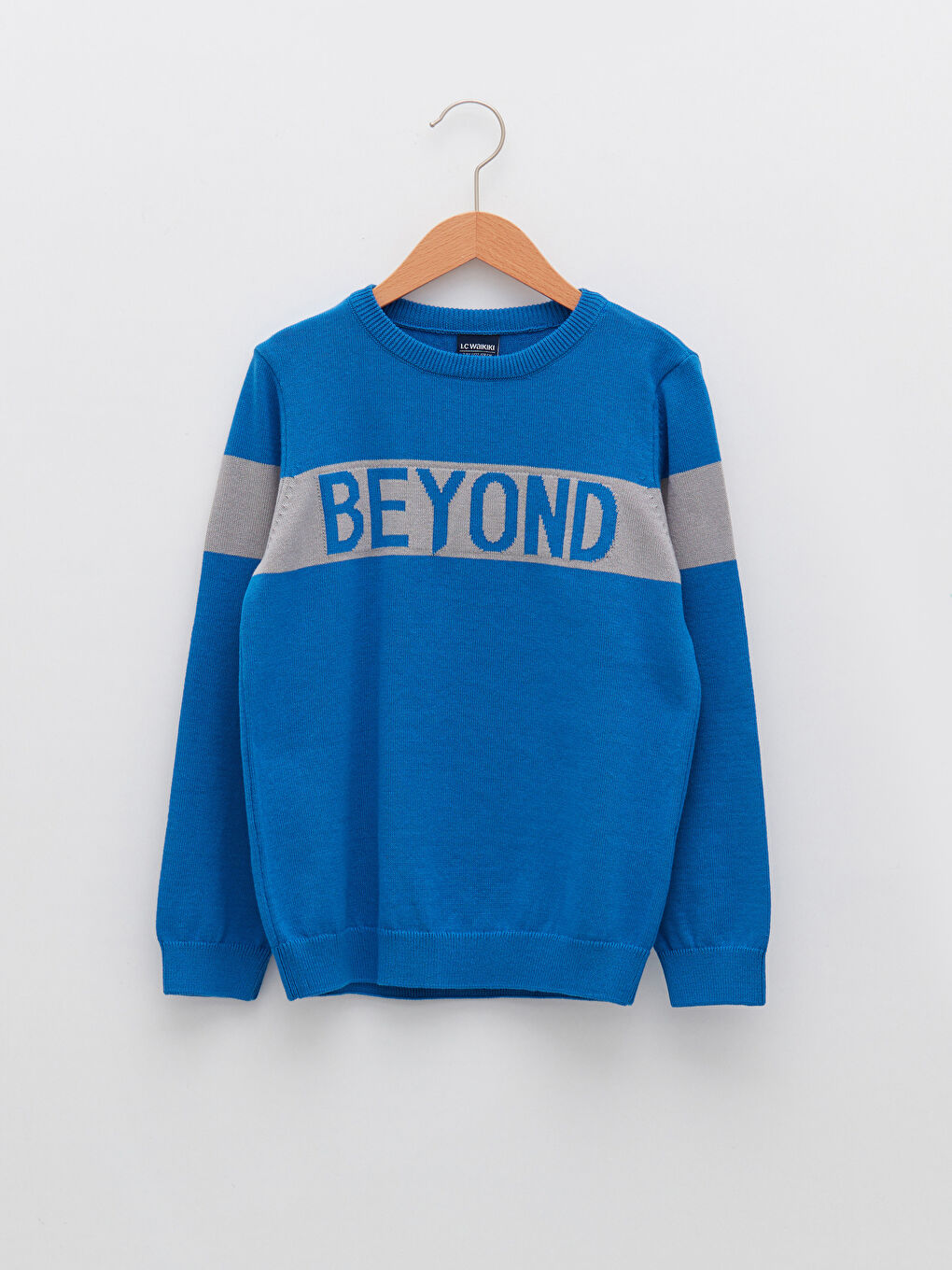 Crew Neck Patterned Long Sleeve Boy Tricot Sweater