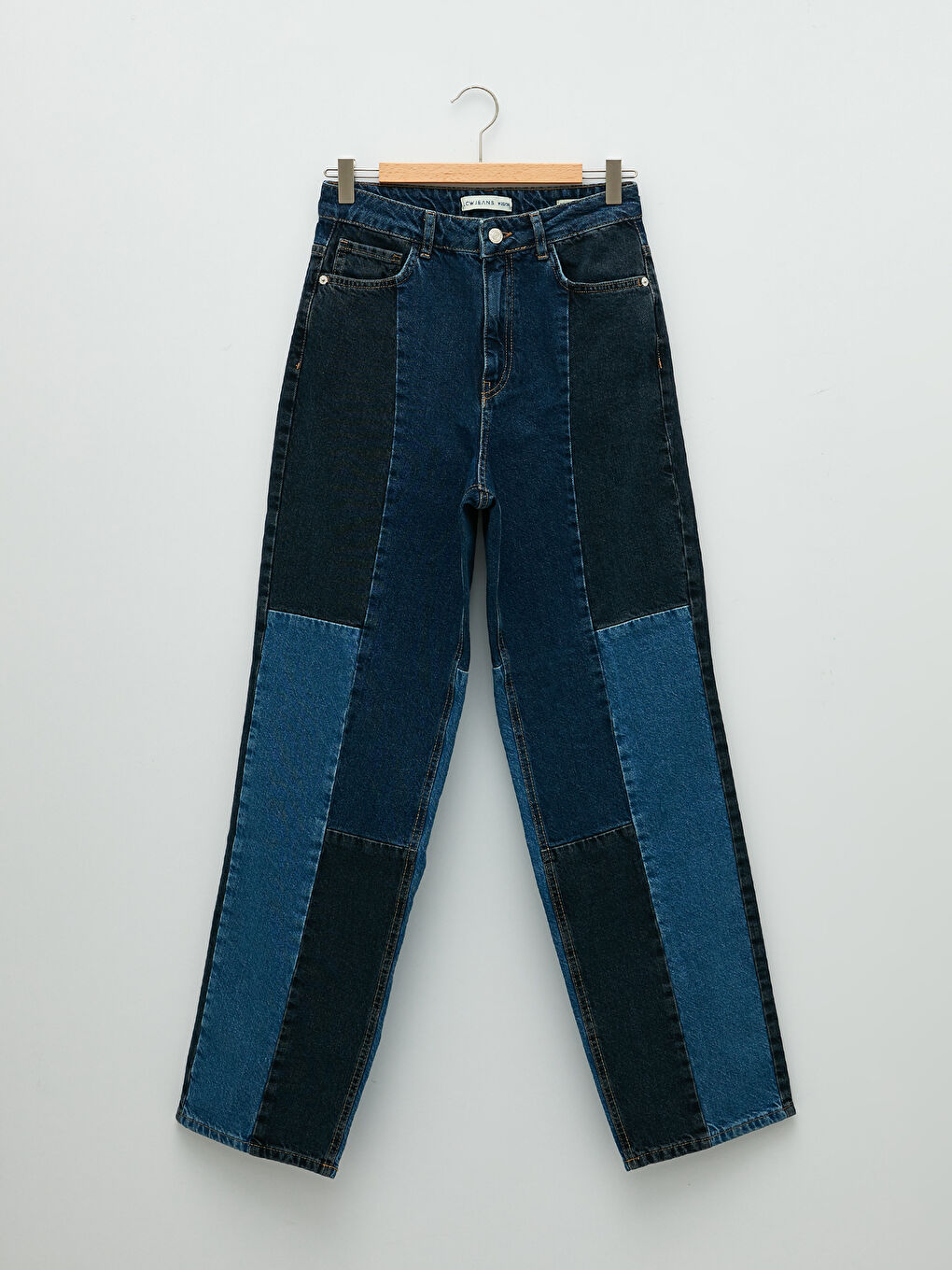 İndigo Yüksek Bel Straight Fit Cep Detaylı Kadın Rodeo Jean Pantolon-5