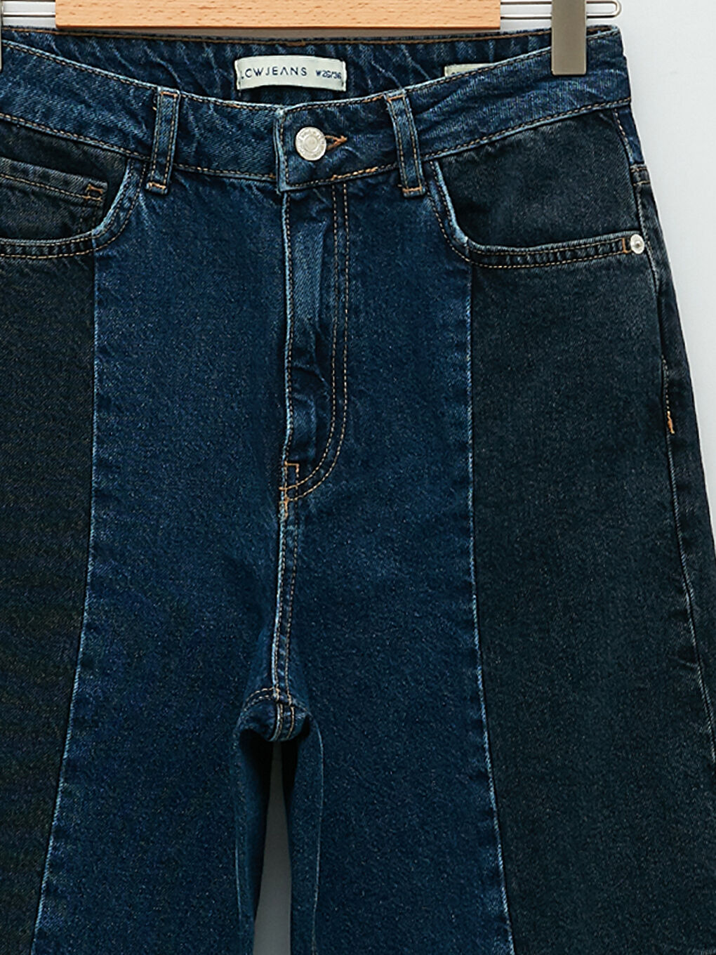 İndigo Yüksek Bel Straight Fit Cep Detaylı Kadın Rodeo Jean Pantolon-7