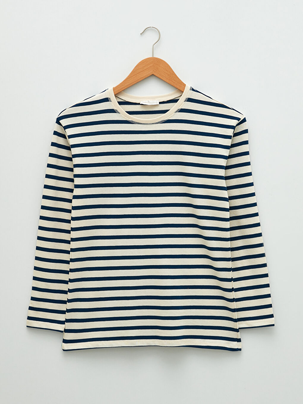 LCWAIKIKI Basic Rundhalsausschnitt Gestreift Langarm Baumwolle Damen T-Shirt -W1LH26Z8-LEL