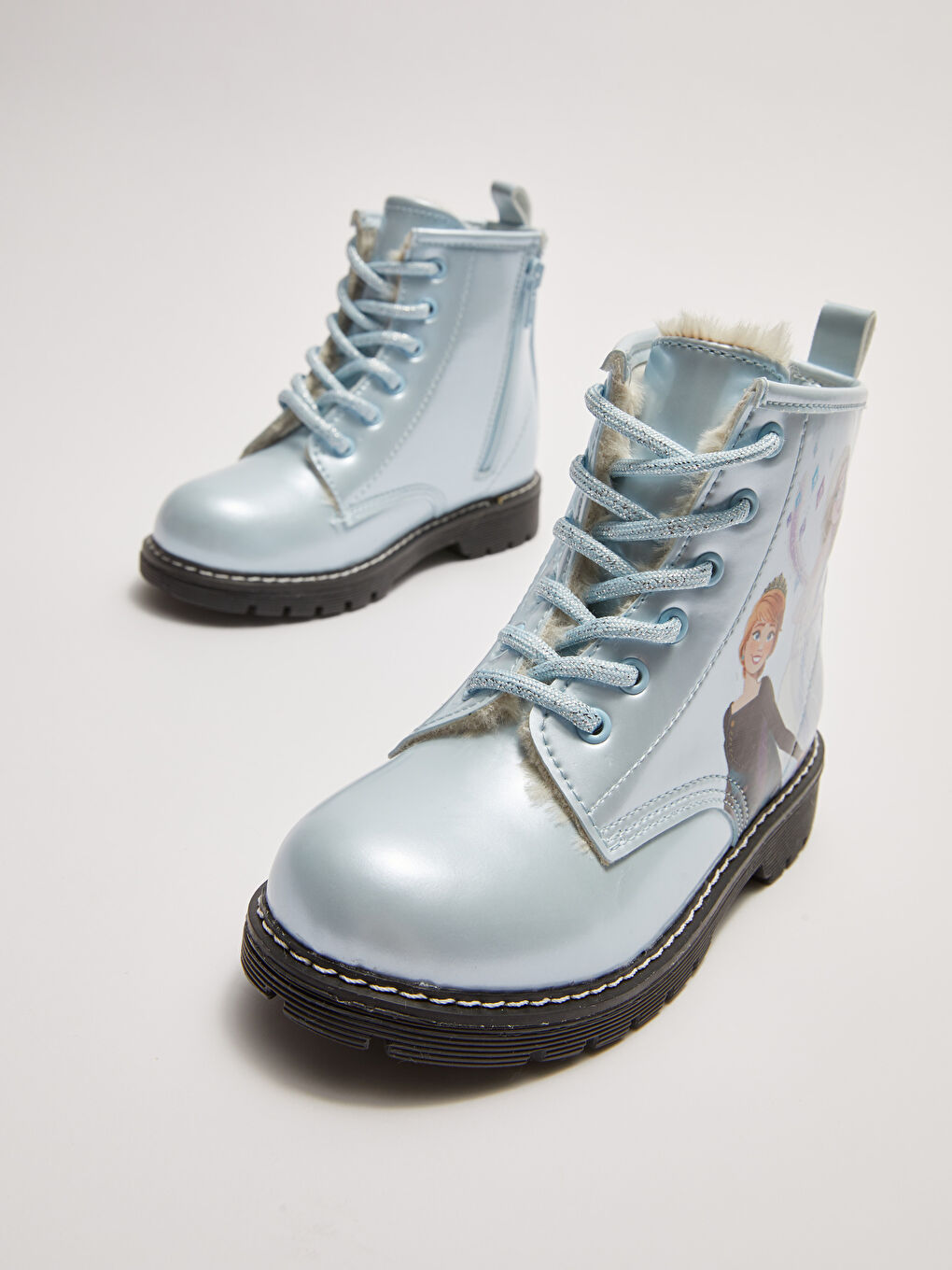 Frozen Lizenzierte Warm Gefütterte Mädchenstiefel mit Schnürsenkeln und Reißverschluss-5