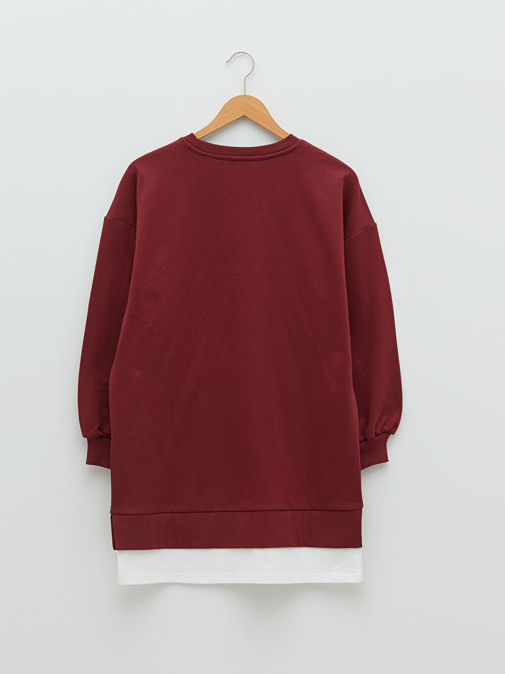 LCWAIKIKI Maternity Bordo Bisiklet Yaka Düz Hamile Sweatshirt Tunik - 6