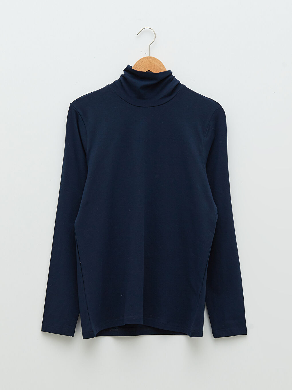 Lacivert Balıkçı Yaka Uzun Kollu Erkek Tişört-4