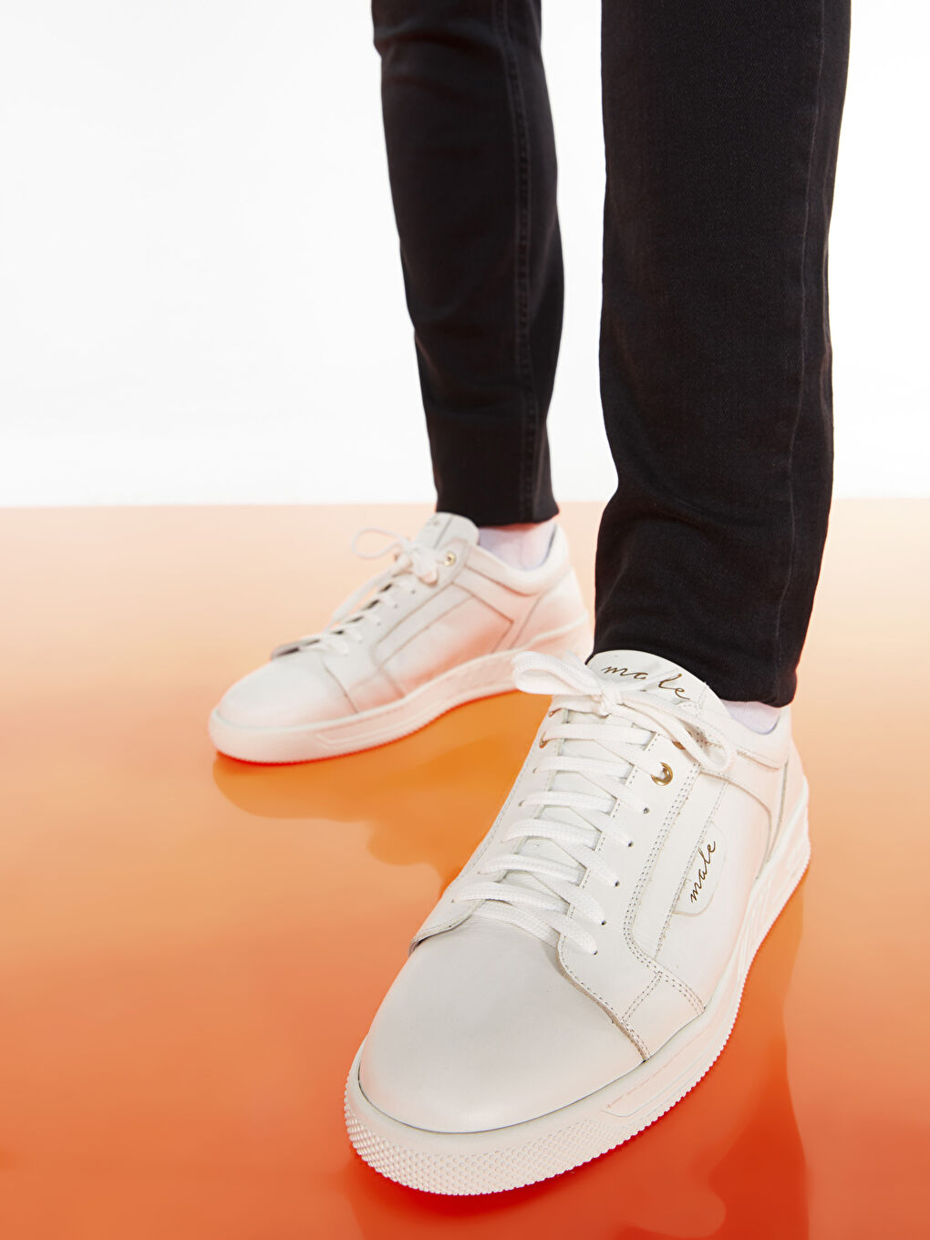 Beyaz Bağcıklı Erkek Spor Ayakkabı-3