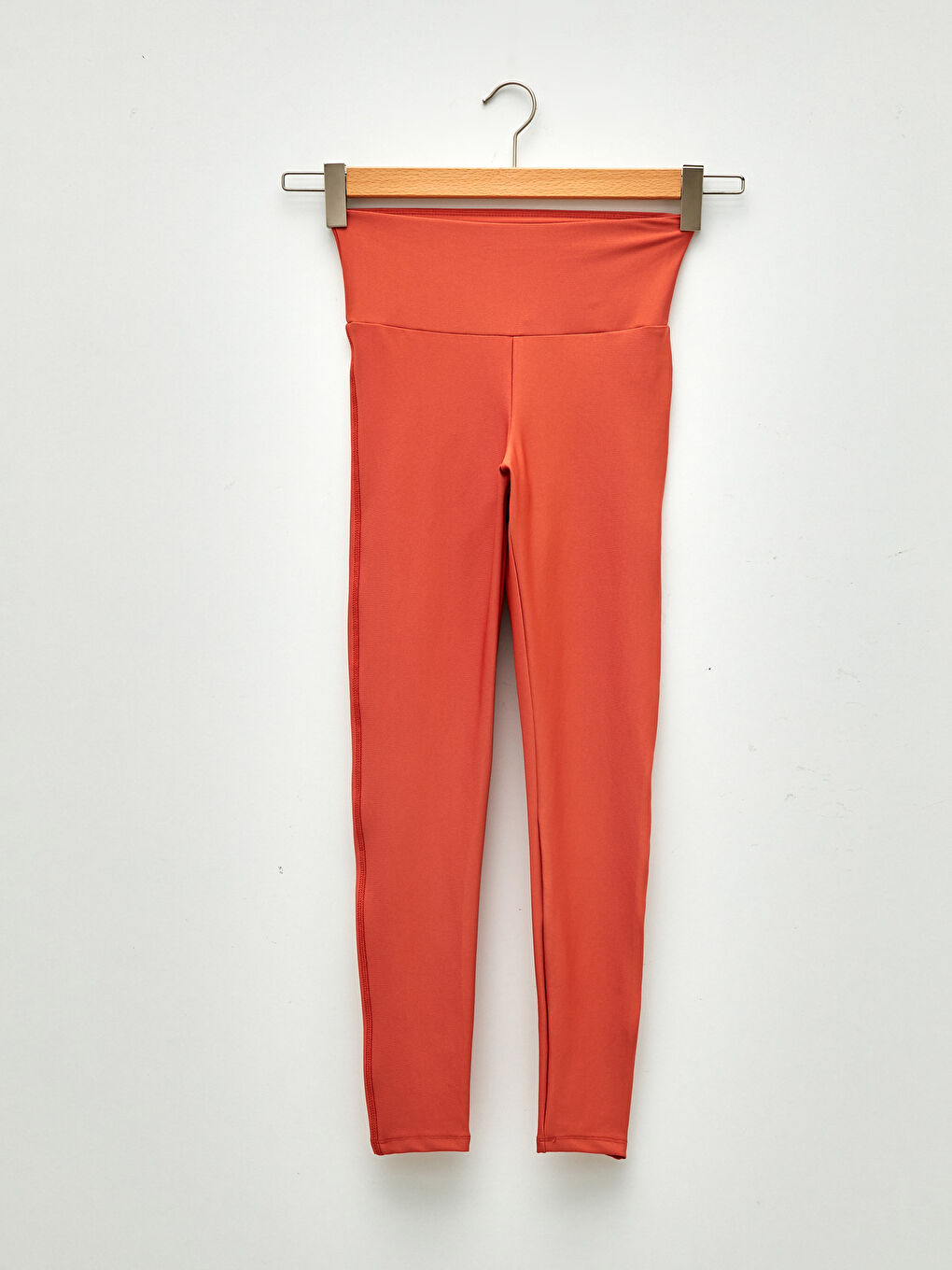 Kahverengi Kadın Beli Lastikli Düz Tayt-7