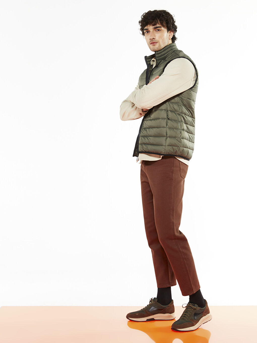 Kahverengi Renk Bloklu Bağcıklı Erkek Spor Ayakkabı-2