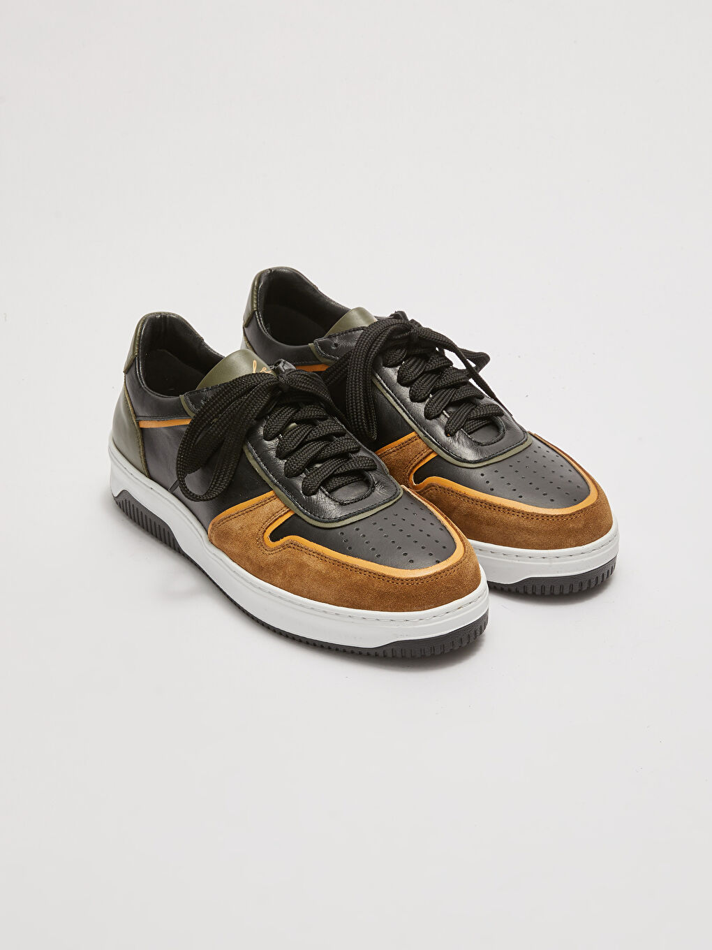 Siyah Renk Bloklu Bağcıklı Erkek Spor Ayakkabı-2