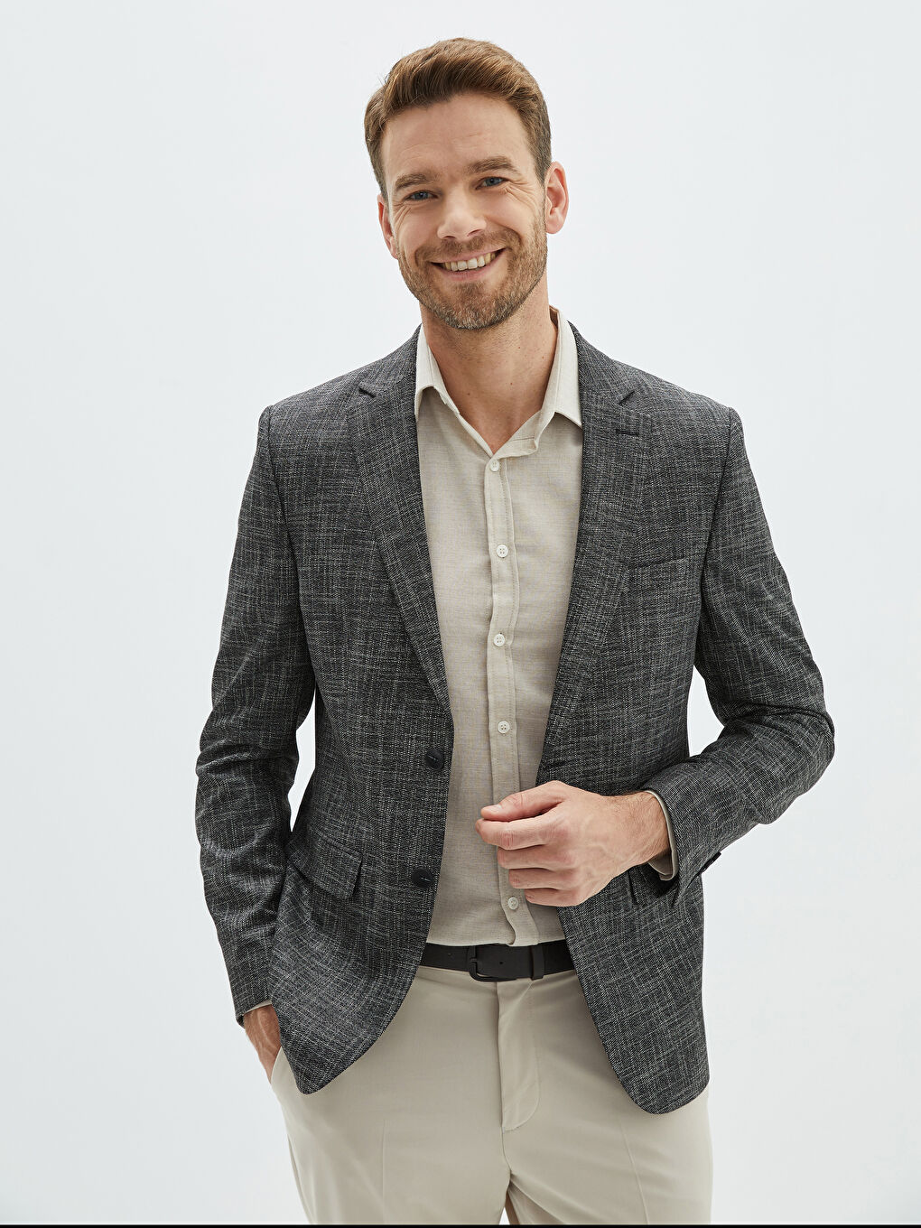 Siyah Standart Kalıp Erkek Blazer Ceket-1